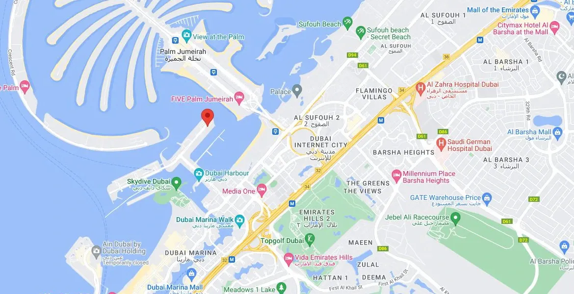 Palace Beach Residence Tower 2Map
