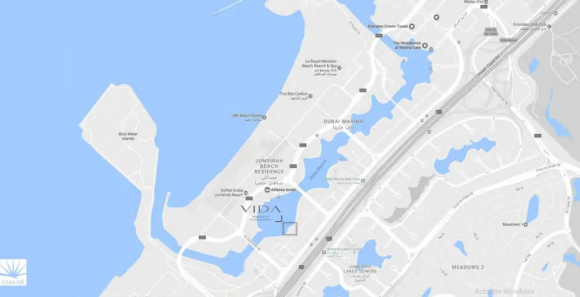 Vida Residences Dubai Marina Map